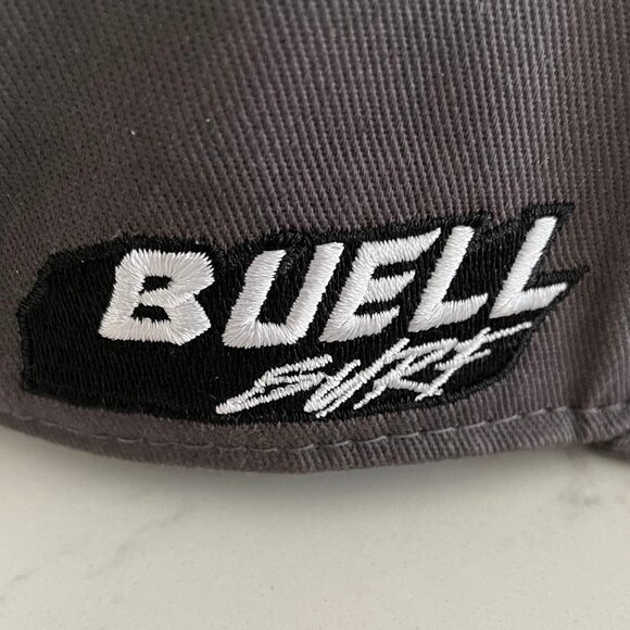 Buell Surf Flat Bill Bones Army Cotton Hat Grey Blk Wht Embroidered Graphics OS - Picture 5 of 7